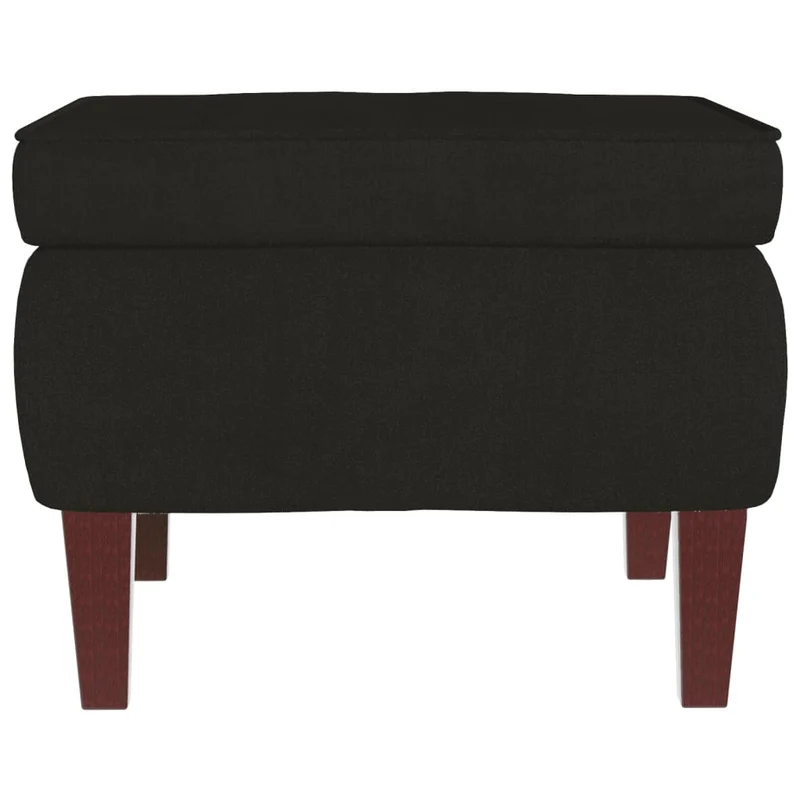 Tabouret assise repose-pied avec pieds en bois assise confortable en velours noir DEC026314