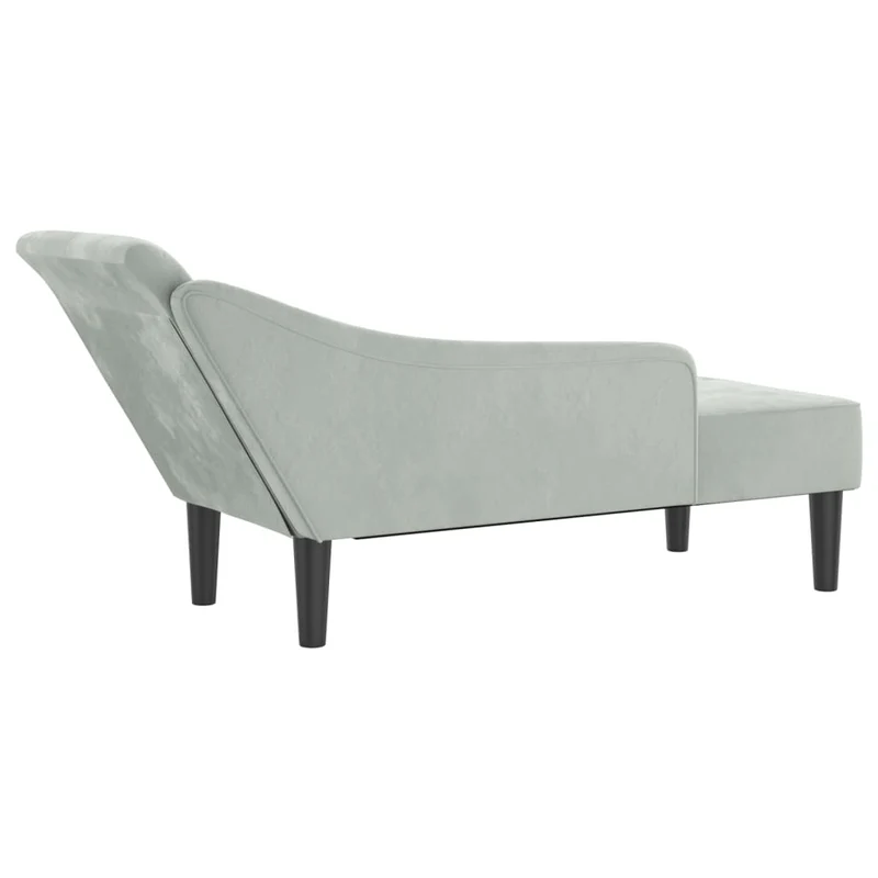 Méridienne chaise longue canapé pour intérieur avec coussins en velours gris clair DEC026076
