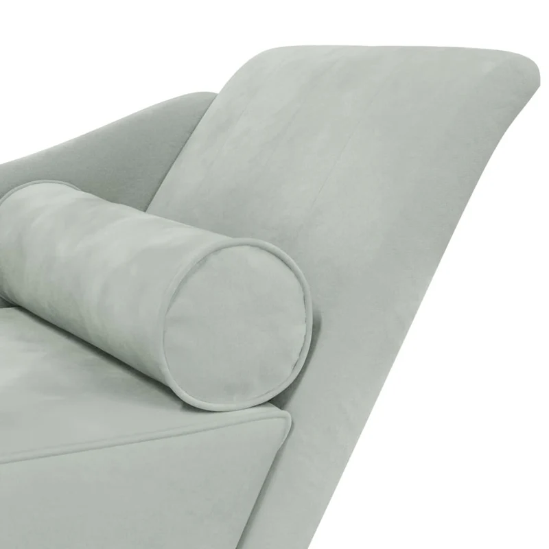 Méridienne chaise longue canapé pour intérieur avec coussins en velours gris clair DEC026076