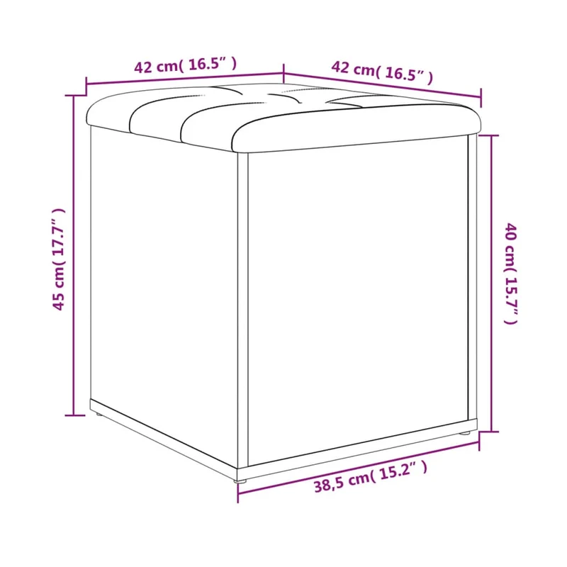 Banc banquette de rangement couleur sonoma gris 42 x 42 x 45 cm bois d'ingénierie DEC024799