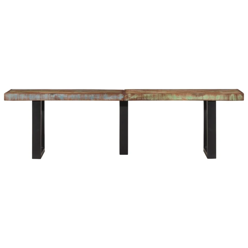 Banc banquette style industriel 160 cm bois de récupération et acier brun DEC024695
