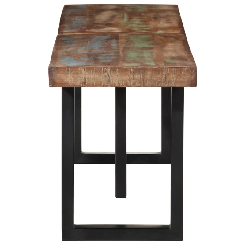 Banc banquette style industriel 160 cm bois de récupération et acier brun DEC024695
