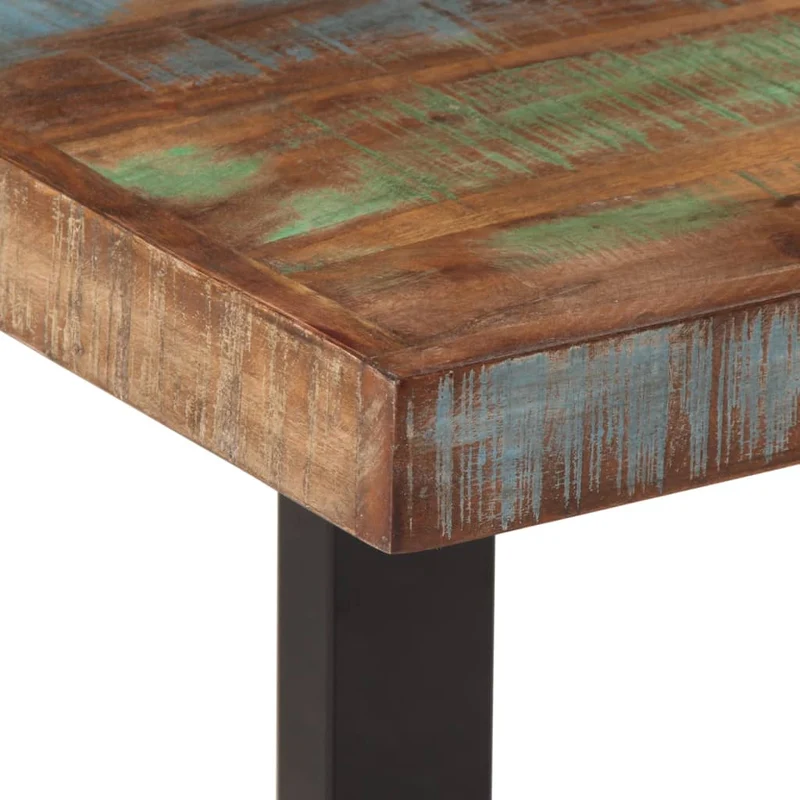 Banc banquette style industriel 160 cm bois de récupération et acier brun DEC024695
