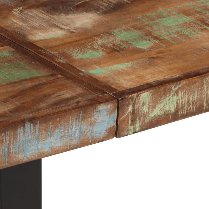Banc banquette style industriel 160 cm bois de récupération et acier brun DEC024695