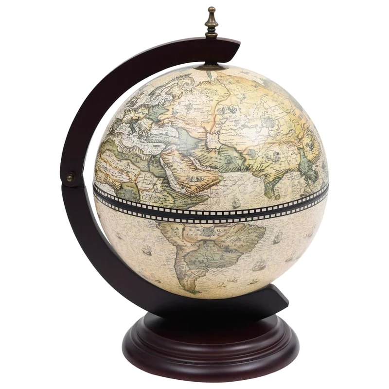 Bar globe support de vin globe de dessus de table bois d'eucalyptus vert 38 x 33 x 48 cm DEC024450