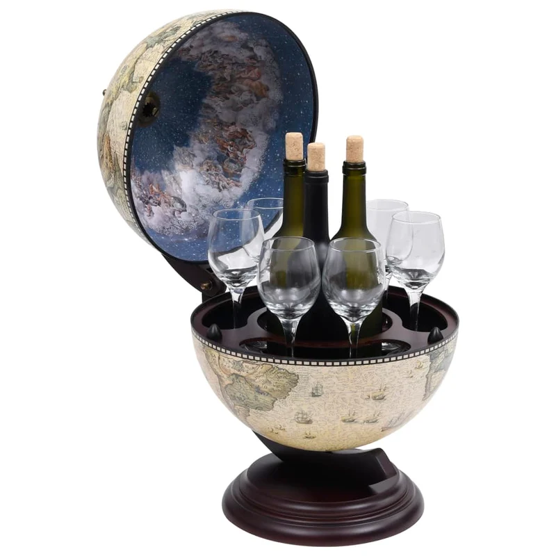 Bar globe support de vin globe de dessus de table bois d'eucalyptus vert 38 x 33 x 48 cm DEC024450