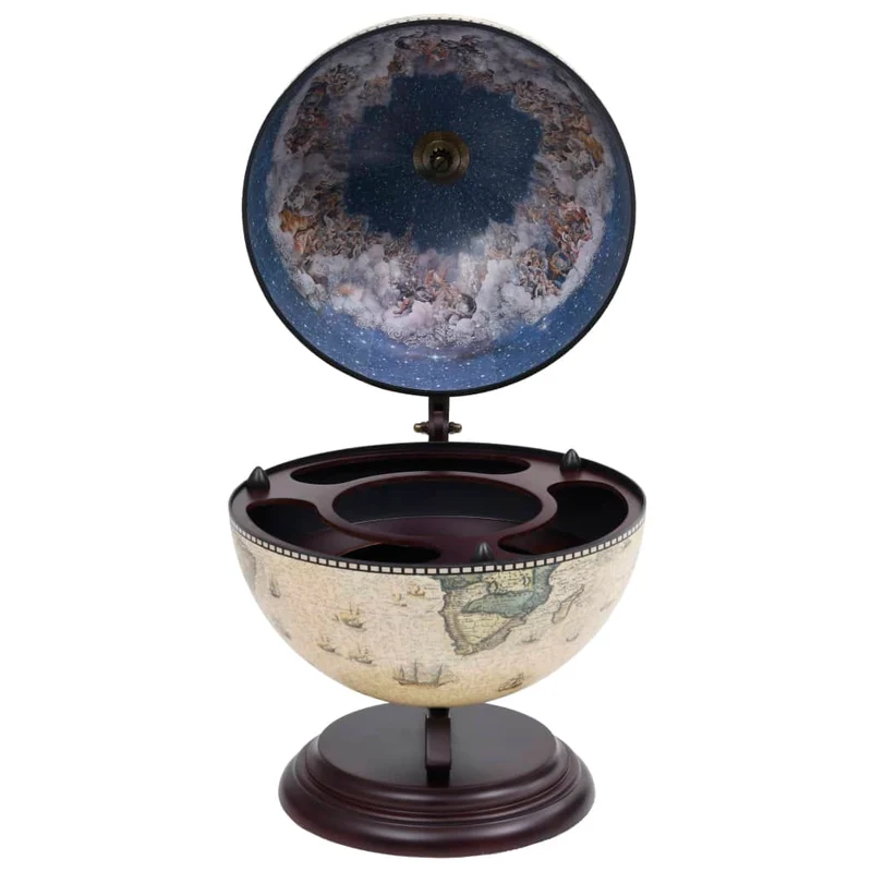 Bar globe support de vin globe de dessus de table bois d'eucalyptus vert 38 x 33 x 48 cm DEC024450