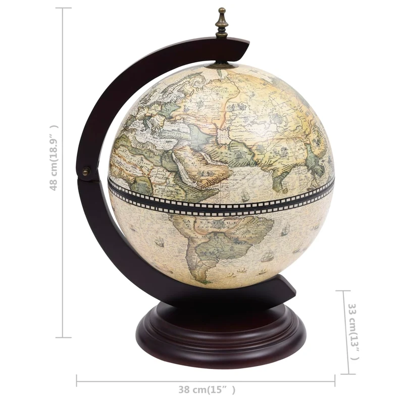 Bar globe support de vin globe de dessus de table bois d'eucalyptus vert 38 x 33 x 48 cm DEC024450