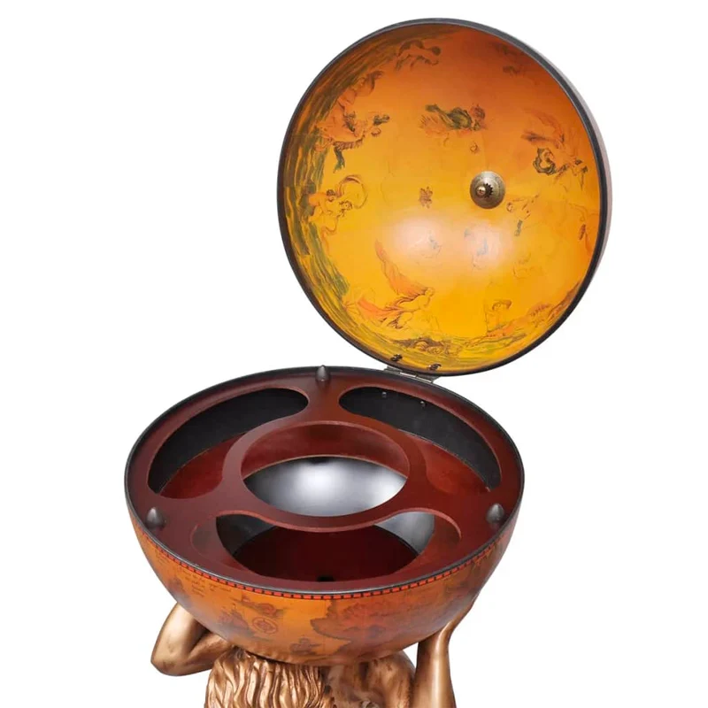Bar sous forme de globe atlas avec 4 compartiments 42 x 42 x 85 cm brun DEC024441