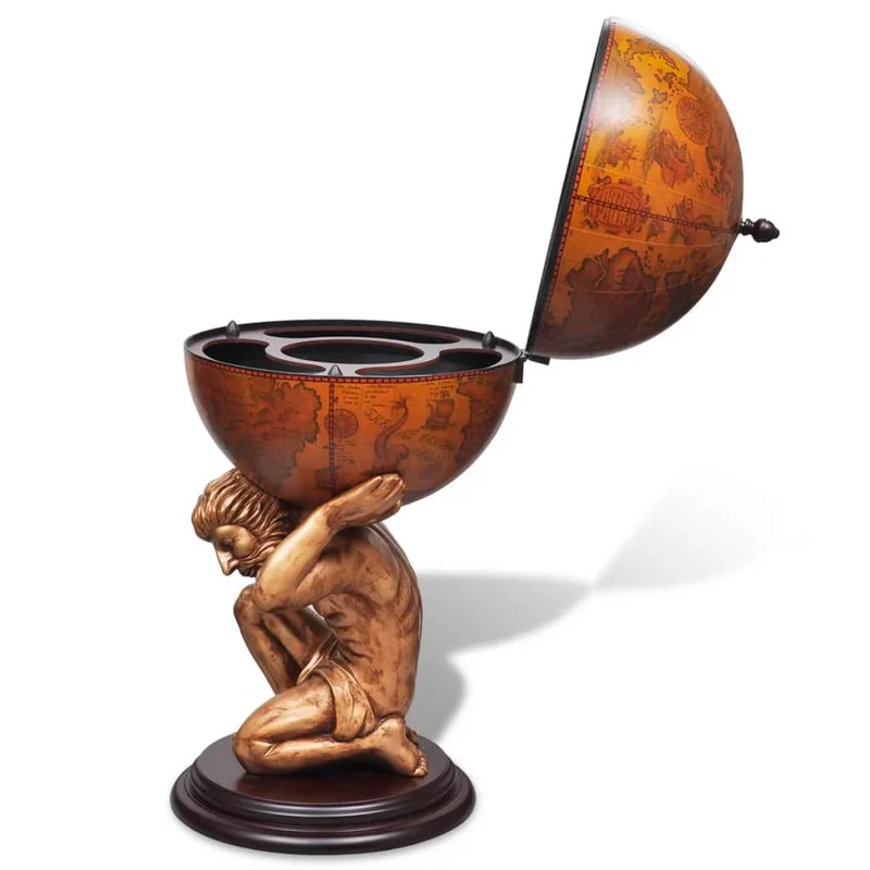 Bar sous forme de globe atlas avec 4 compartiments 42 x 42 x 85 cm brun DEC024441
