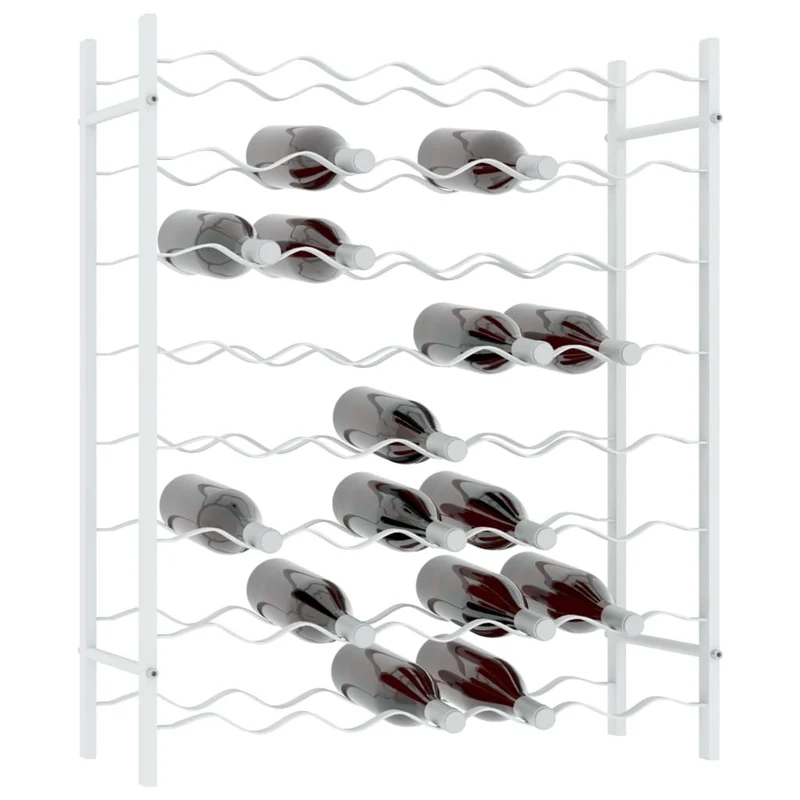 Casier range bouteilles étagère de rangement vin pour 48 bouteilles en métal blanc DEC024328