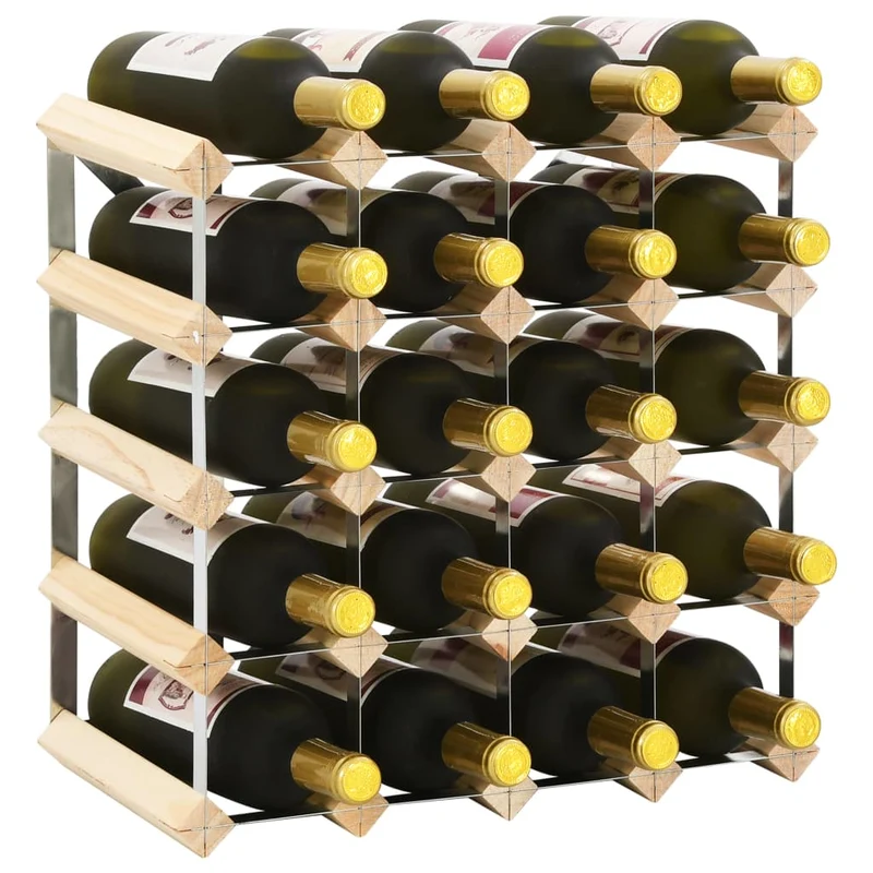 Casier range bouteilles étagère de rangement vin pour 20 bouteilles bois de pin et acier galvanisé DEC024307