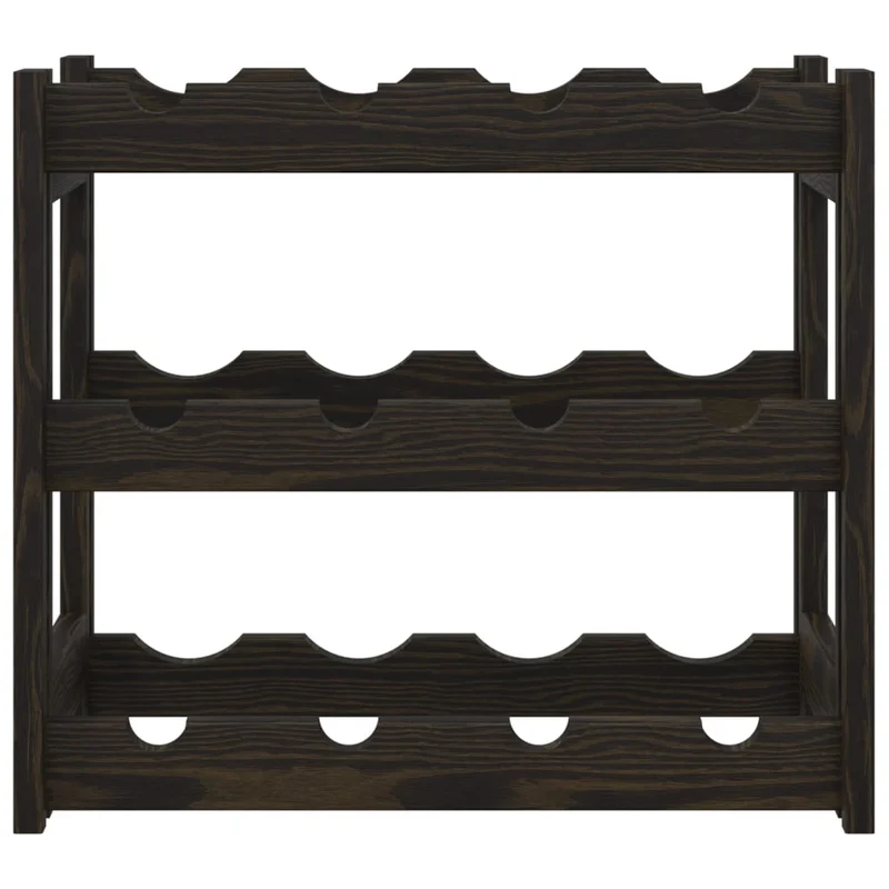 Casier range bouteilles étagère de rangement vin pour 12 bouteilles bois pin noir DEC024293