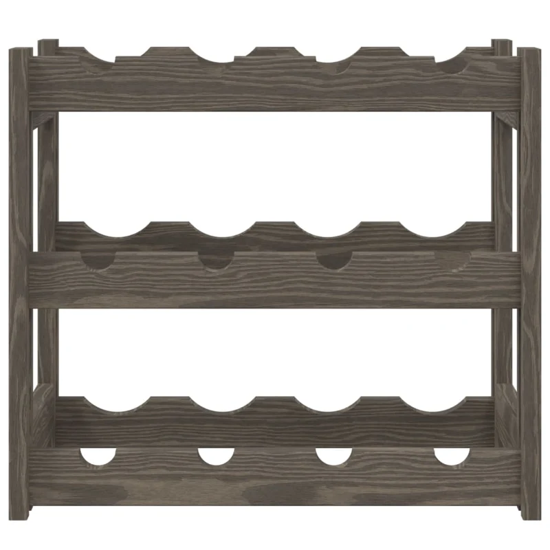 Casier range bouteilles étagère de rangement vin pour 12 bouteilles gris bois pin solide gris DEC024289