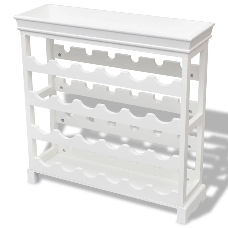 Casier range bouteilles étagère de rangement jusqu'à 24 bouteilles de vin en MDF blanc DEC024273