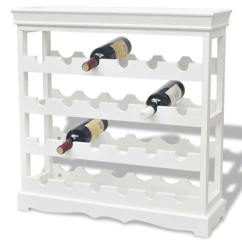 Casier range bouteilles étagère de rangement jusqu'à 24 bouteilles de vin en MDF blanc DEC024273