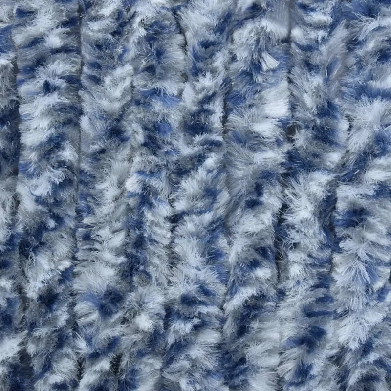 Rideau contre insectes moustiquaire Bleu blanc et argenté 100x220 cm Chenille DEC022177