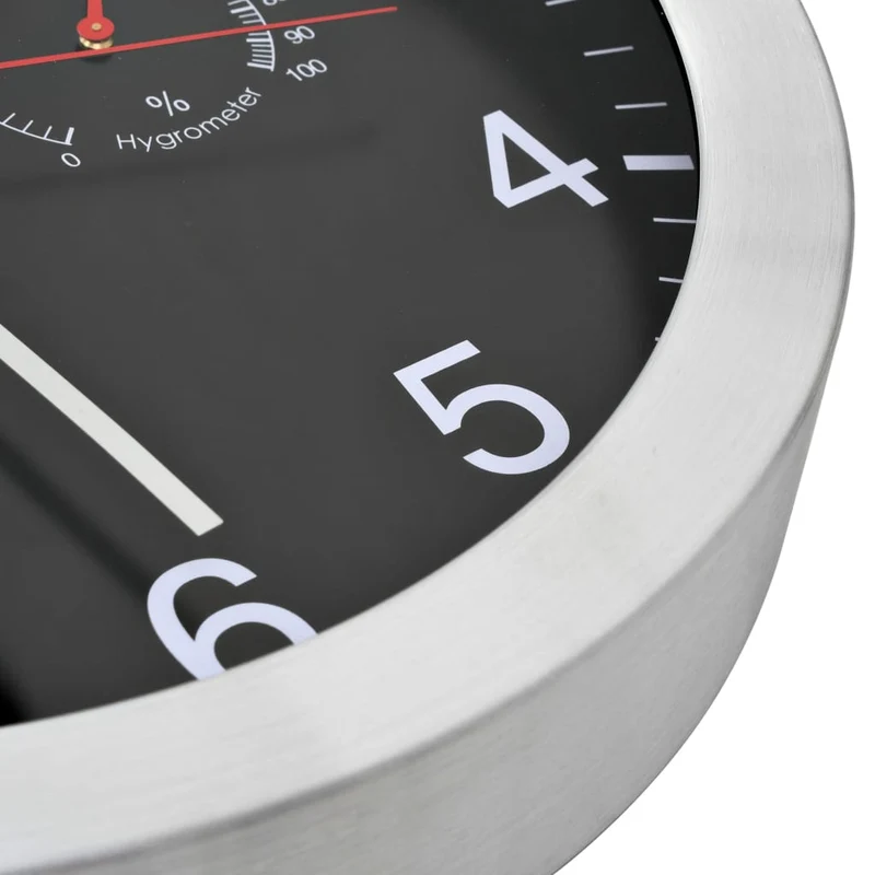 Horloge murale à quartz Hygromètre et thermomètre 30 cm Noir DEC022255