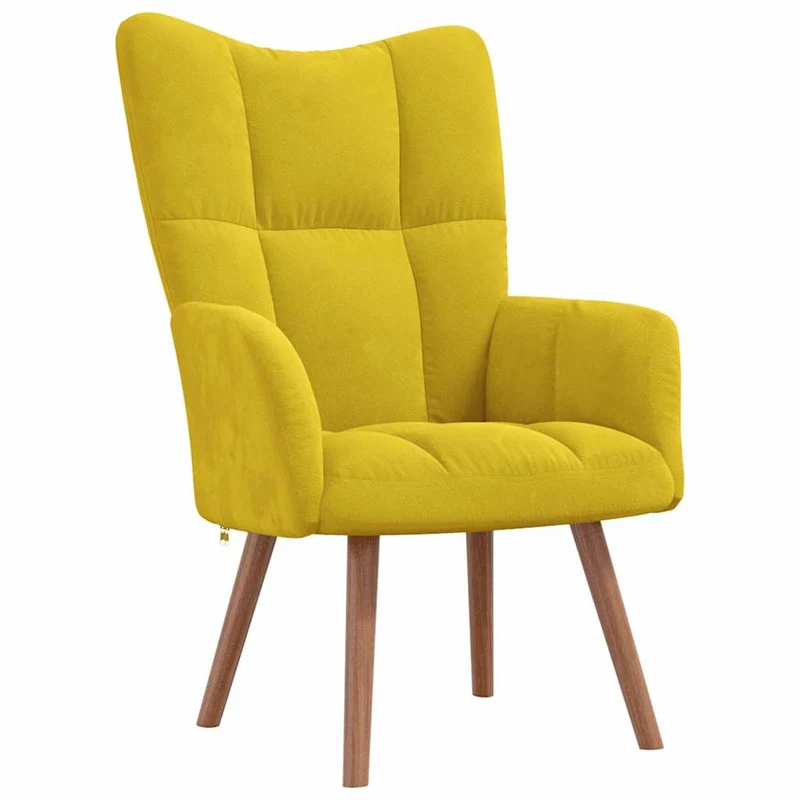 Fauteuil lounge chaise de canapé design moderne avec repose-pied en velours jaune moutarde DEC026530