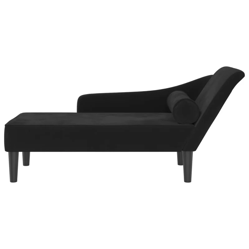 Méridienne chaise longue canapé pour intérieur avec coussins en velours noir DEC026091