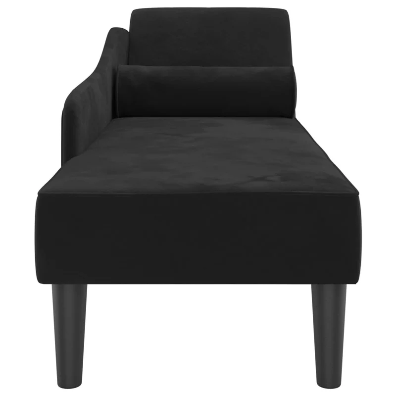 Méridienne chaise longue canapé pour intérieur avec coussins en velours noir DEC026091