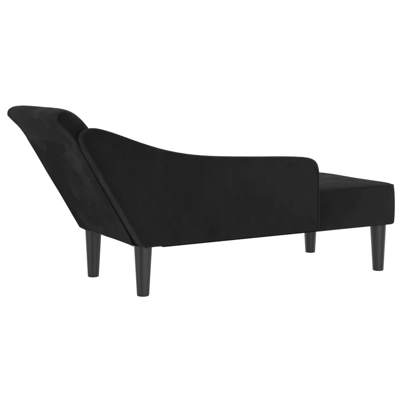 Méridienne chaise longue canapé pour intérieur avec coussins en velours noir DEC026091