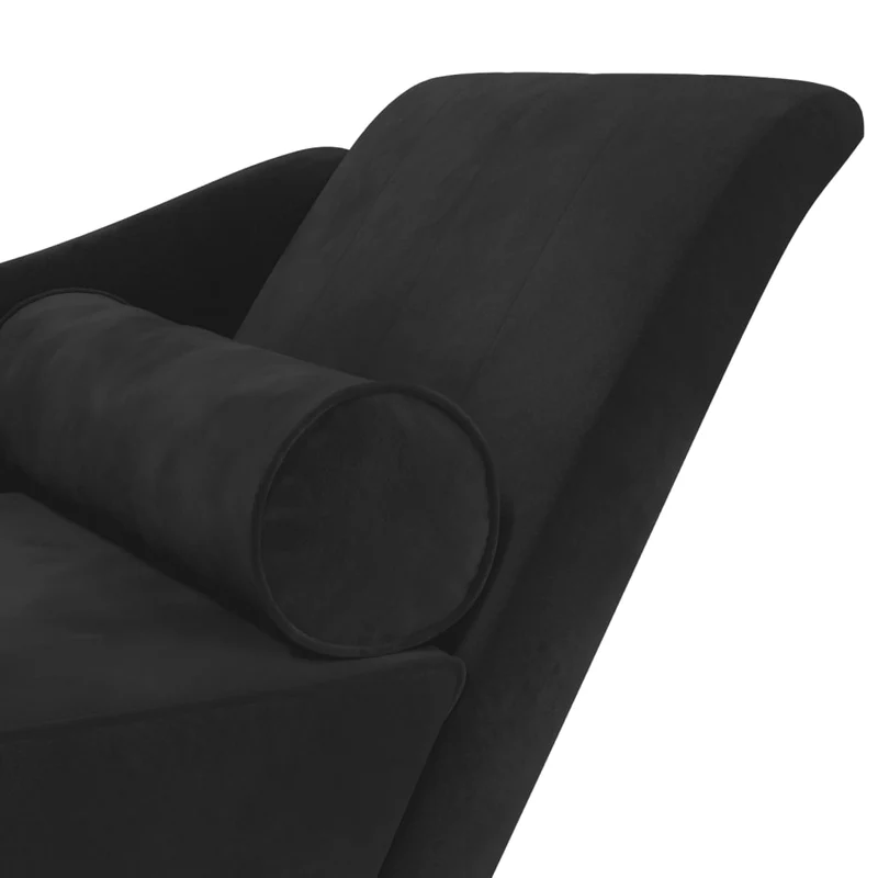 Méridienne chaise longue canapé pour intérieur avec coussins en velours noir DEC026091
