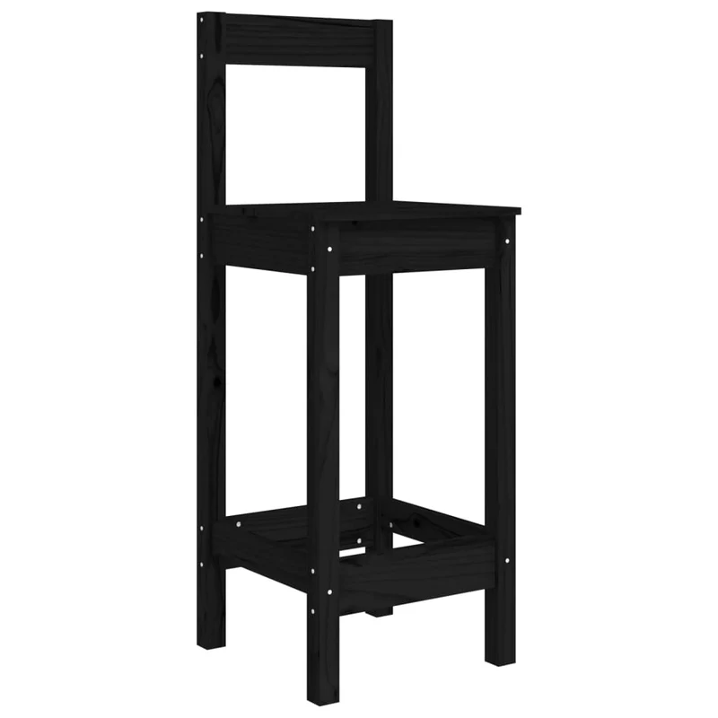 Lot de 2 tabourets de bar design classique 40 x 41,5 x 112 cm en bois de pin noir DEC025188