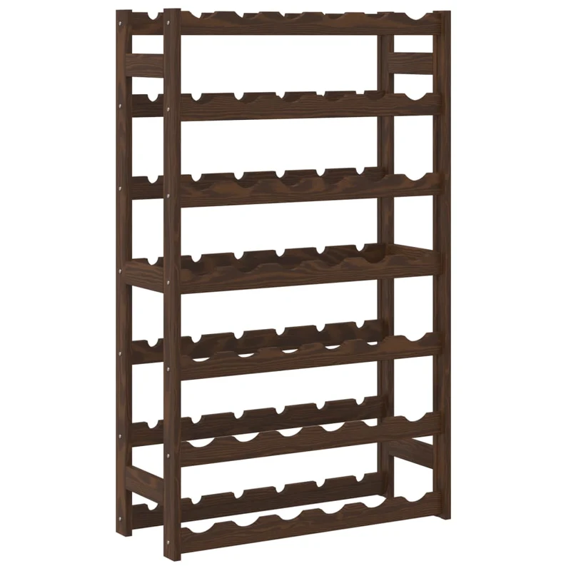Casier range bouteilles étagère de rangement vin pour 42 bouteilles en bois de pin marron DEC024323