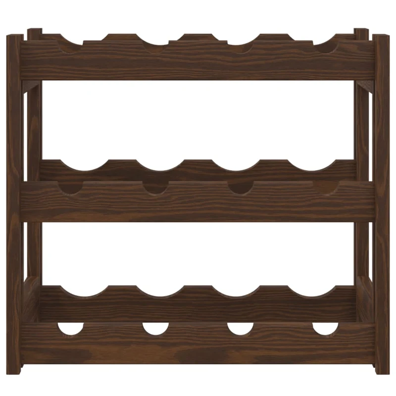 Casier range bouteilles étagère de rangement vin pour 12 bouteilles en bois de pin marron DEC024290