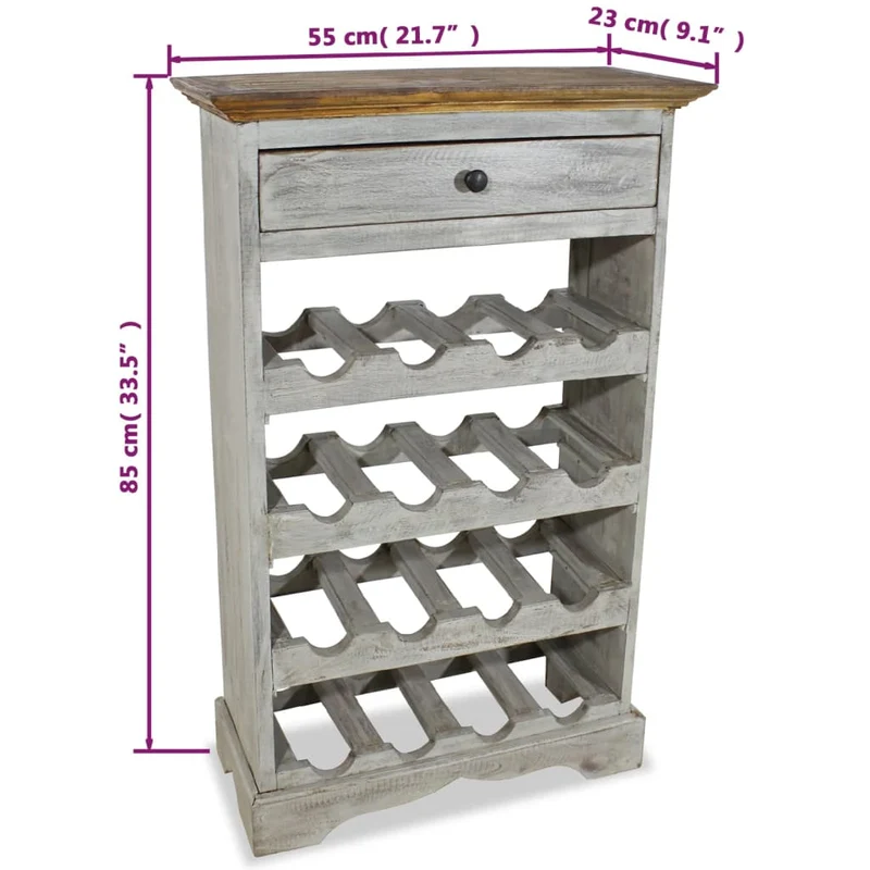 Casier range bouteilles étagère de rangement vin bois d'acajou massif 55 x 23 x 85 cm brun DEC024276