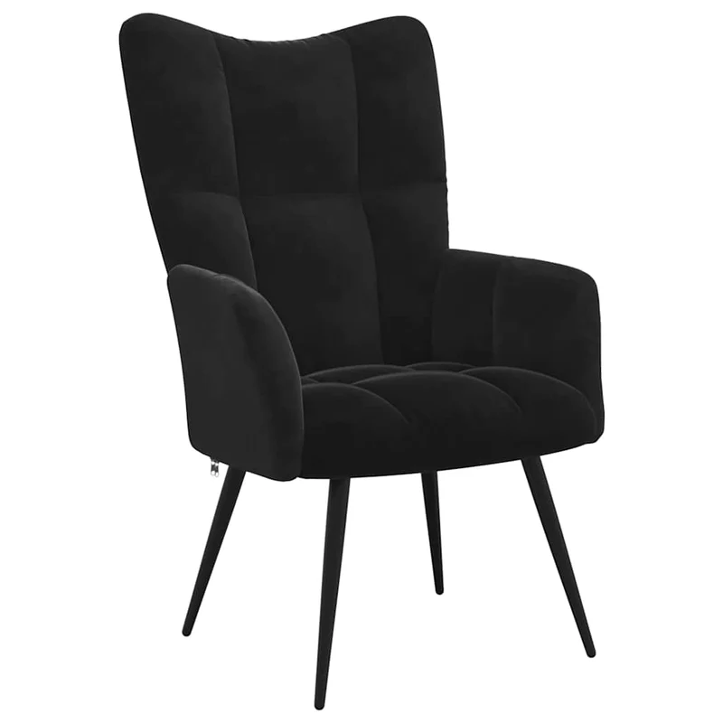Fauteuil lounge chaise de canapé design modene avecrepose-pieds en velours noir DEC026613