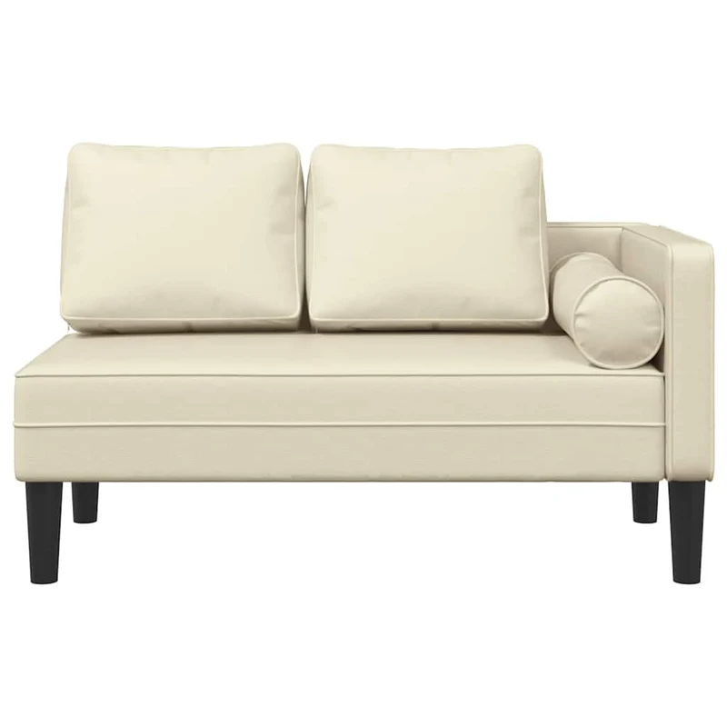 Méridienne chaise longue canapé pour intérieur avec coussins crème PVC crème DEC026066