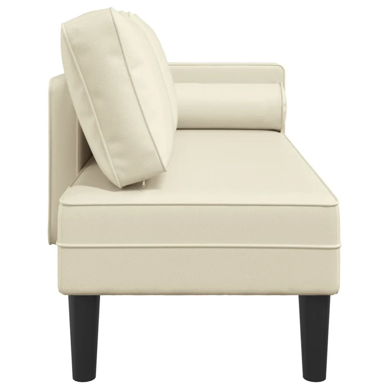 Méridienne chaise longue canapé pour intérieur avec coussins crème PVC crème DEC026066