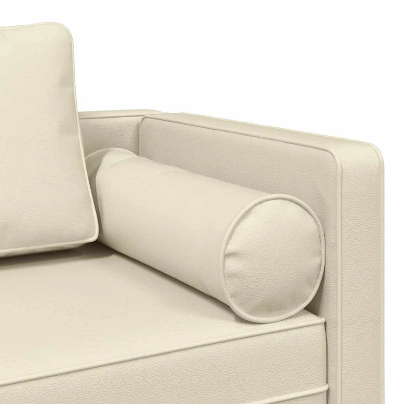 Méridienne chaise longue canapé pour intérieur avec coussins crème PVC crème DEC026066
