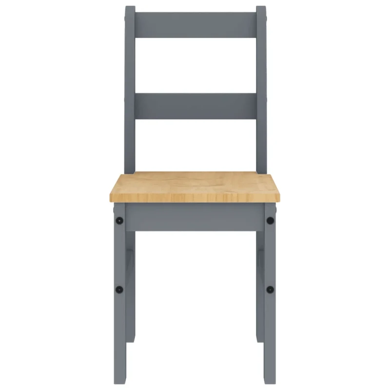 Set de 2 chaises de cuisine ou salle à manger design rustique en bois de pin gris DEC025572