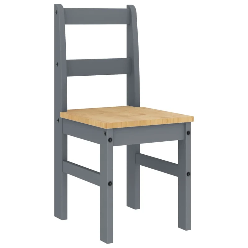 Set de 2 chaises de cuisine ou salle à manger design rustique en bois de pin gris DEC025572