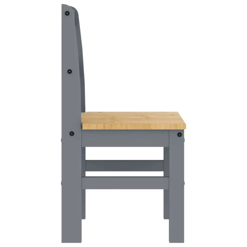 Set de 2 chaises de cuisine ou salle à manger design rustique en bois de pin gris DEC025572