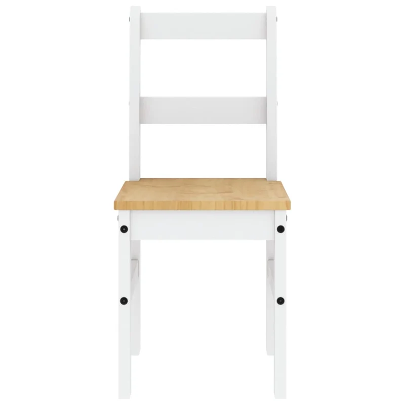 Set de 2 chaises de cuisine ou salle à manger design rustique en bois de pin blanc DEC025571