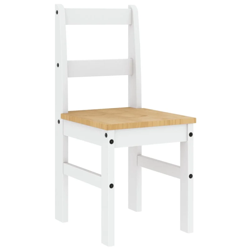 Set de 2 chaises de cuisine ou salle à manger design rustique en bois de pin blanc DEC025571