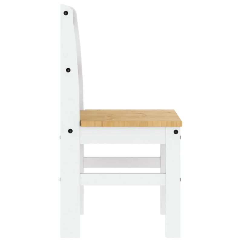 Set de 2 chaises de cuisine ou salle à manger design rustique en bois de pin blanc DEC025571