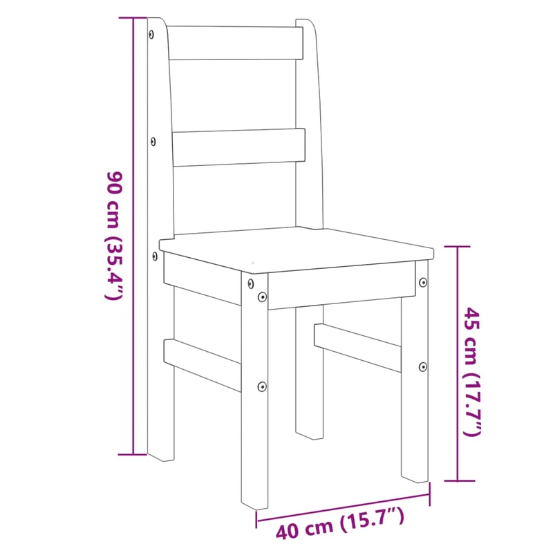 Set de 2 chaises de cuisine ou salle à manger design rustique en bois de pin blanc DEC025571