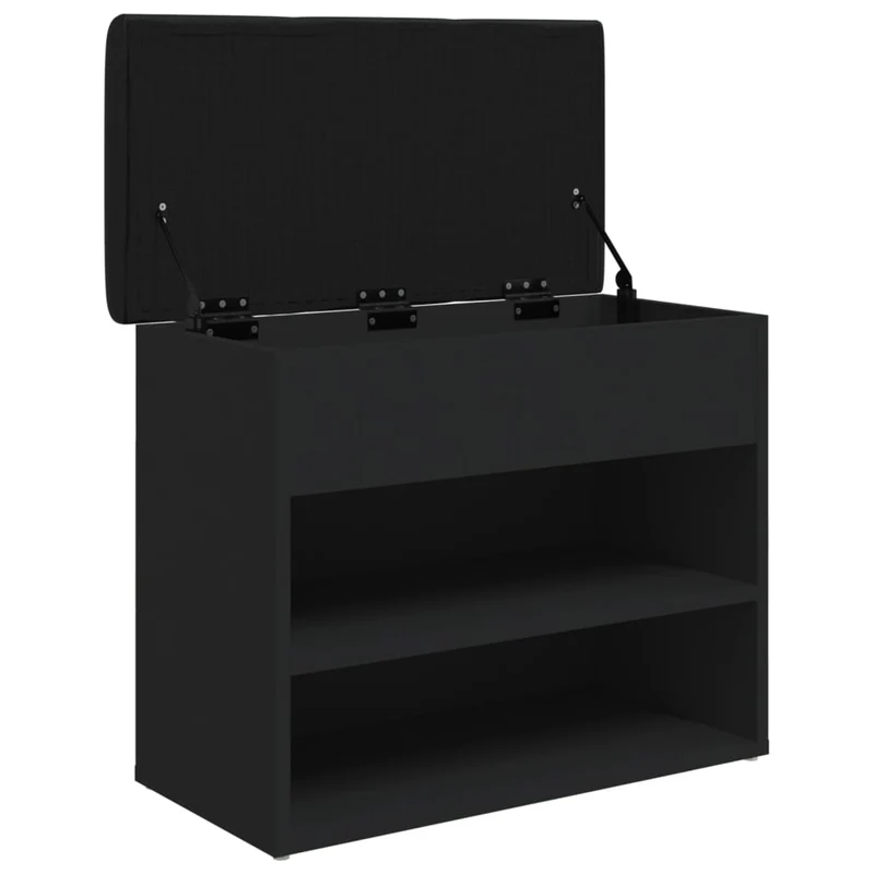 Banc de rangement à chaussures 62 x 32 x 50 cm bois d'ingénierie noir DEC024918