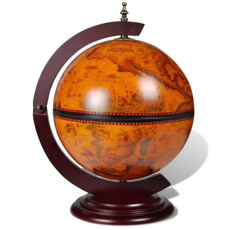 Support de vin sous forme de globe bois d'eucalyptus brun DEC024451