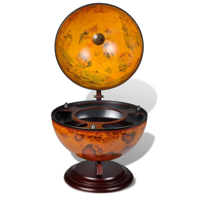 Support de vin sous forme de globe bois d'eucalyptus brun DEC024451