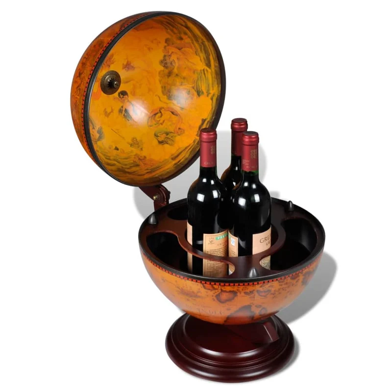 Support de vin sous forme de globe bois d'eucalyptus brun DEC024451