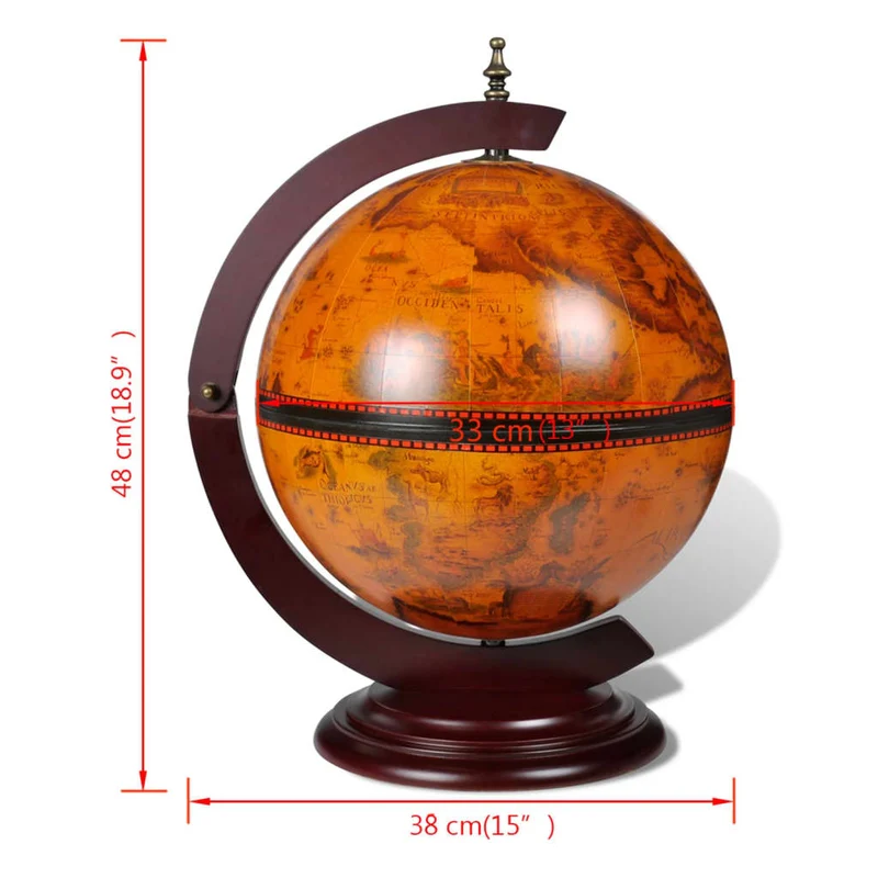 Support de vin sous forme de globe bois d'eucalyptus brun DEC024451