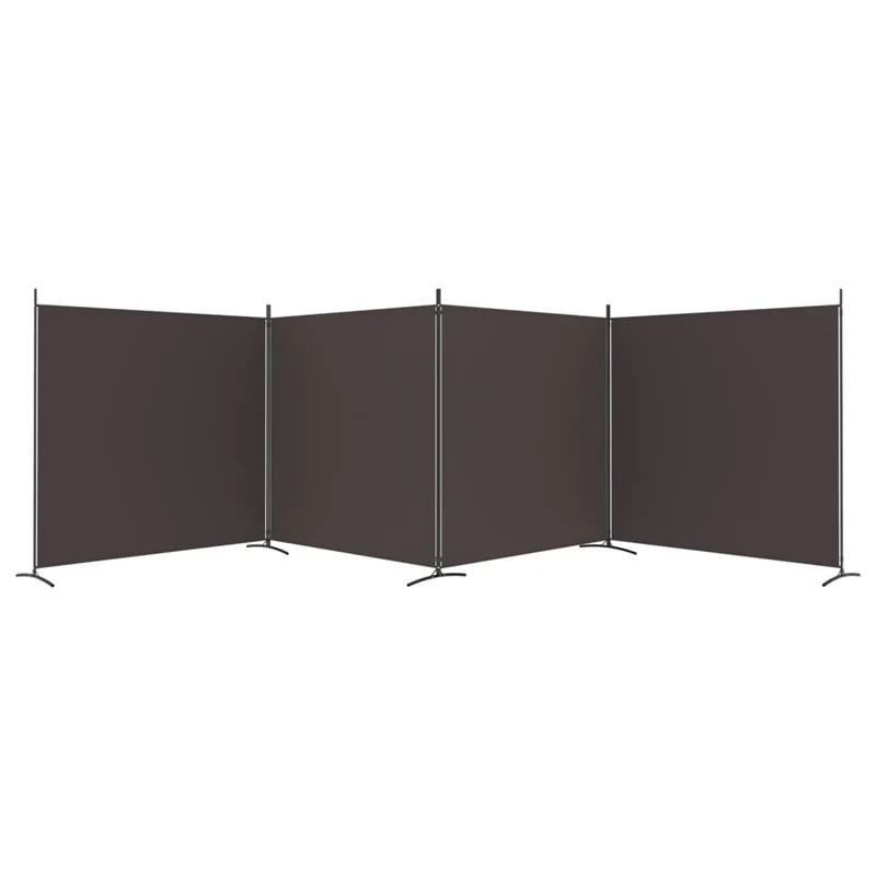 Séparateur de pièce cloison 4 panneaux 698 x 180 cm tissu marron et fer DEC030879