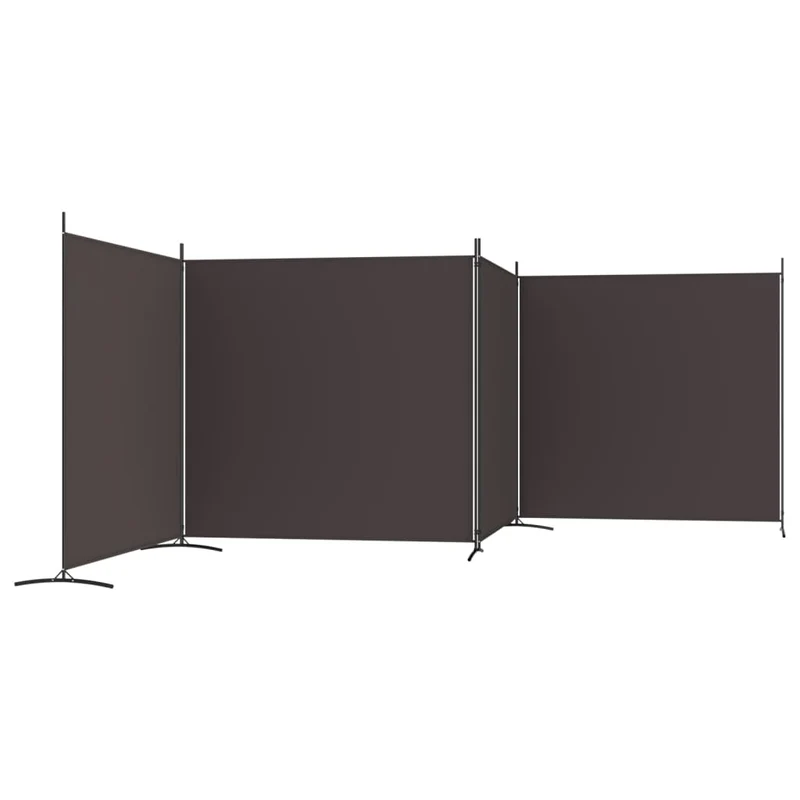 Séparateur de pièce cloison 4 panneaux 698 x 180 cm tissu marron et fer DEC030879