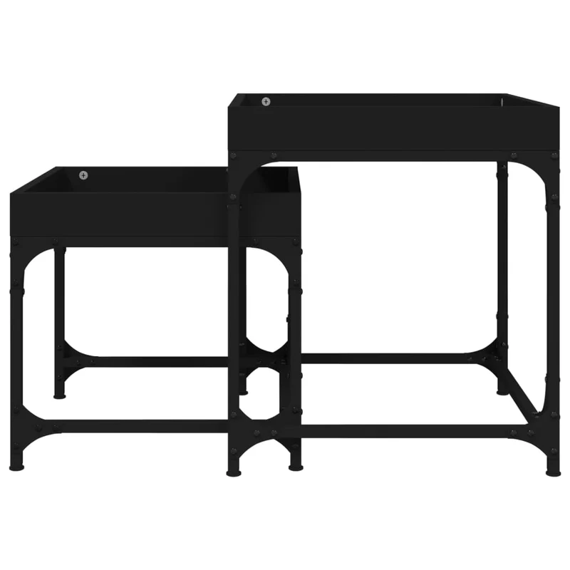 Set de 2 tables d'appoint pieds réglables en bois d'ingénierie noir DEC031315